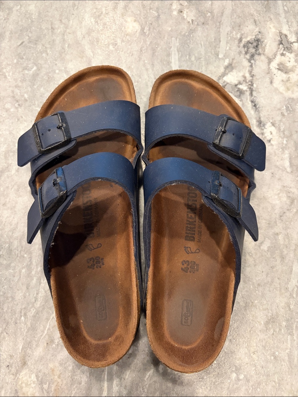Men’s Birkenstocks Navy Double-Buckle Slide Sandals